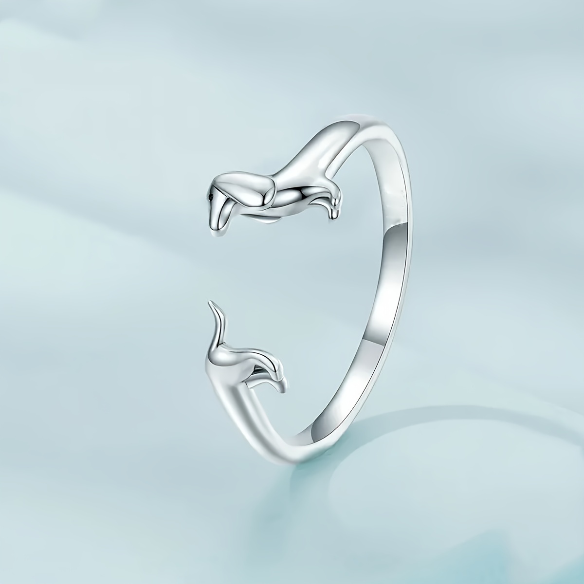 4pc Creative Dachshund Open Ring Gift Set