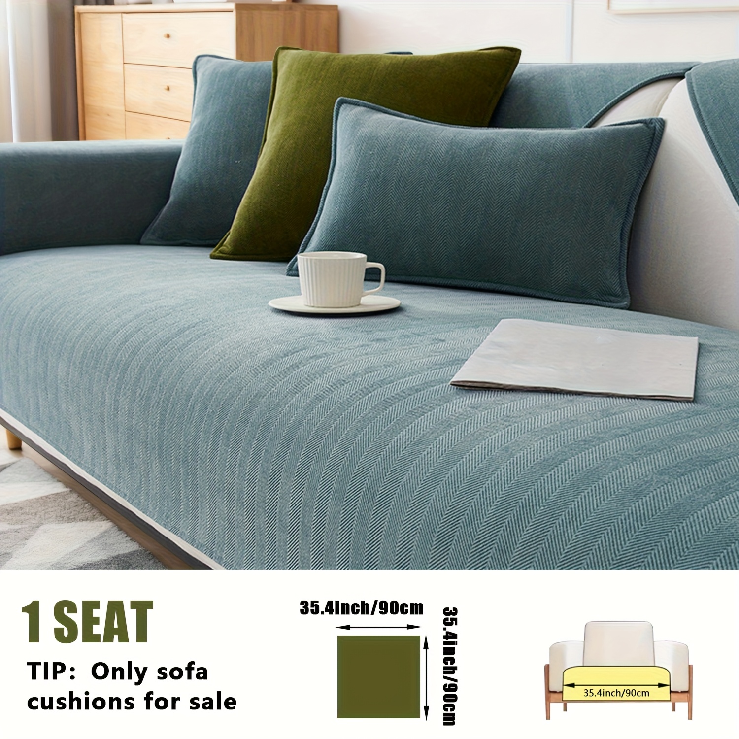 TEMU 1pc Pet-friendly Chenille Ribbed Sofa Cover | Non-slip Machine Washable Fabric For 3/2/4-seater And Sectional Sofas, Contemporary Home Decor For