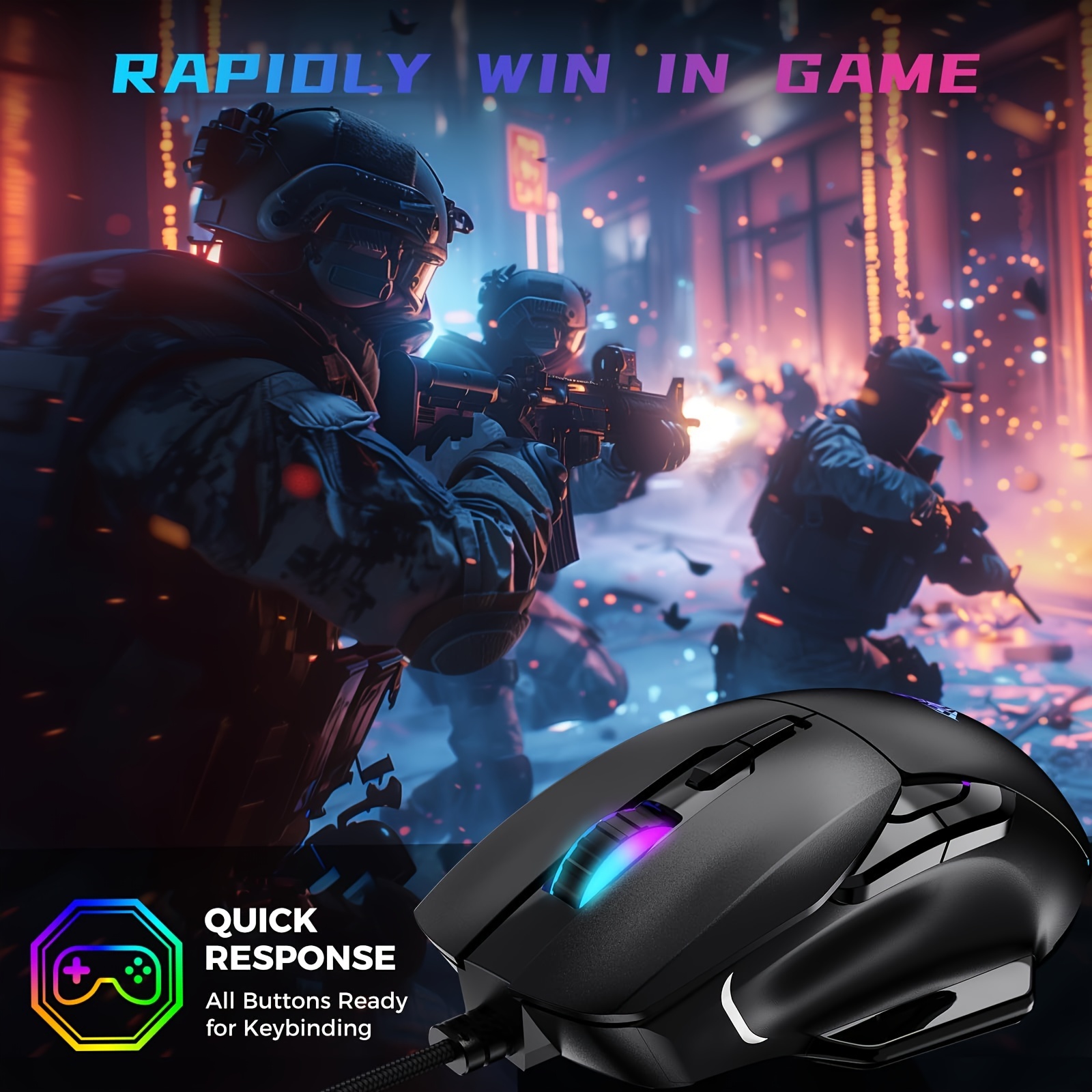 Gaming Mouse, 12800 Dpi Rgb Wired Gaming Mouse With 13 Backlit Modes 