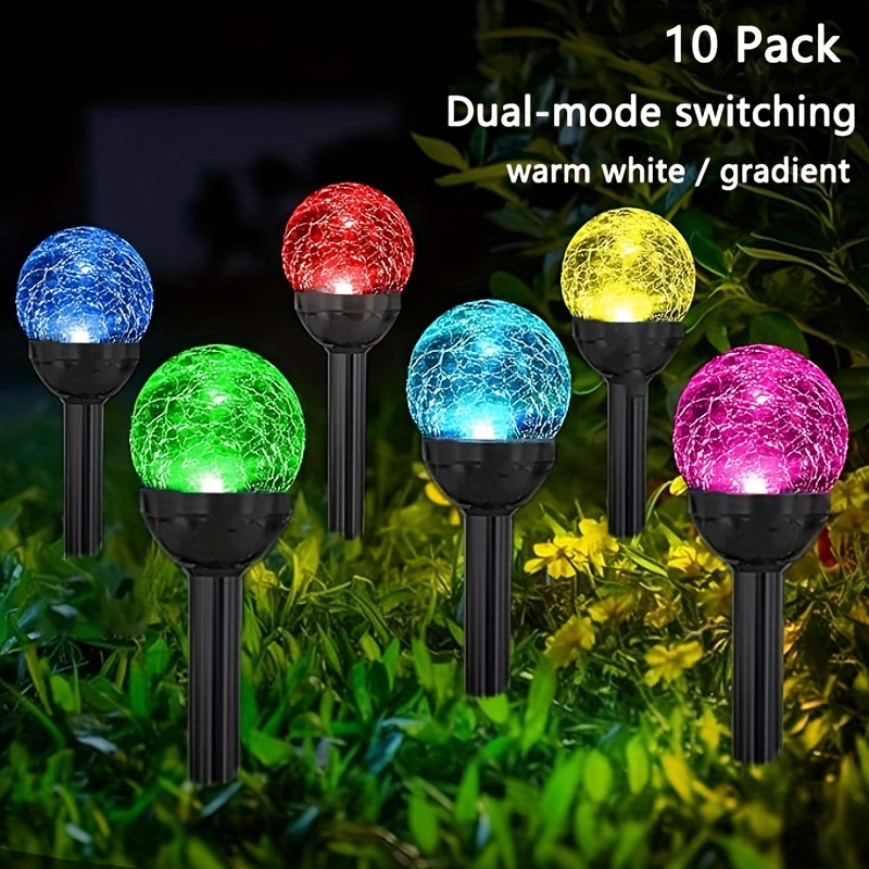 TEMU Solar Cracked Glass Lawn Lights 10pcs, Durable , Suitable For Courtyards, Lawns, And - Wedding Decoration Gift Ideas, Solar Courtyard Lighting