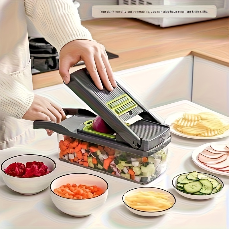 TEMU Outil de coupe de légumes de cuisine (indispensable pour la préparation de salades) Ensemble multifonctionnel avec fonctions de tranchage,