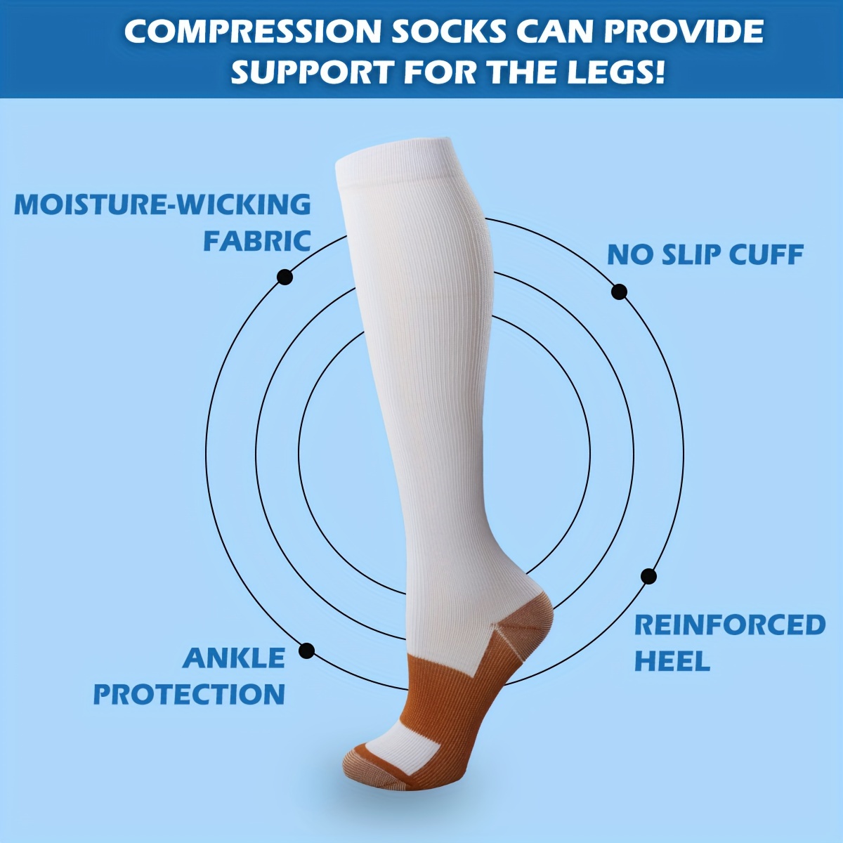 Knee High Copper Sports Compression Socks 15 25 Mmhg - Temu