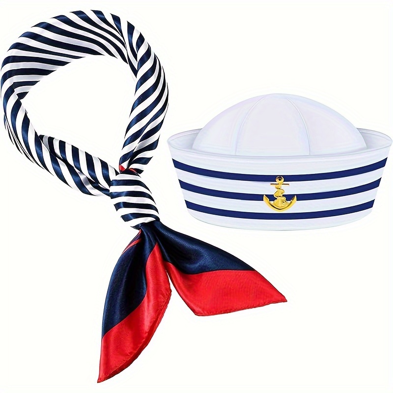 

Sailor Hat Captain Navy Hat, Blue With White Hats, Navy Costume Accessories, Halloween Mardi Gras Cosplay Photo Props, Larp Party Funny Supplies, Stage Performance Accessories