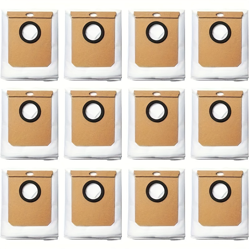 Image of 12pcs Replacement Dust Bags For L60 Ses/l50 Ses Hybrid Robot Vacuum With Self Empty Station, Compatible With Haier H9+, Conga 9090 Ai Vacuum Cleaner, Cloth Dusting Brush Attachment
