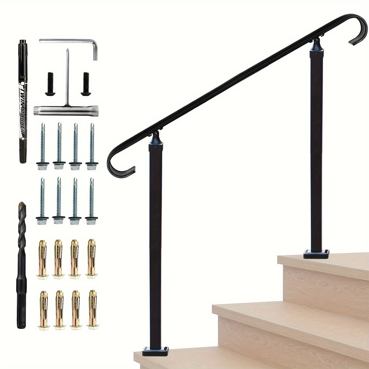 3/4 Steps Handrails Outdoor Steps Safety Railings - Temu