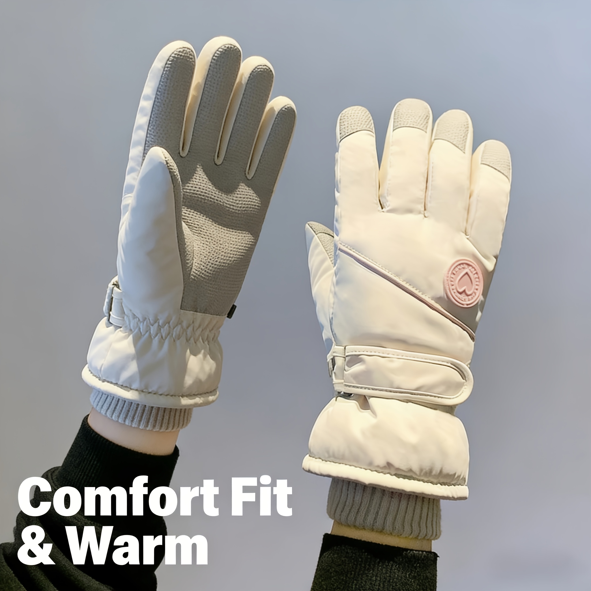 TEMU 2-pcs/1 Pair, Warm Windproof Ski And Snowboard Gloves, Of Gloves - Of Touchscreen Winter Gloves, Grip, Suitable For Cold Weather, Snowboarding,