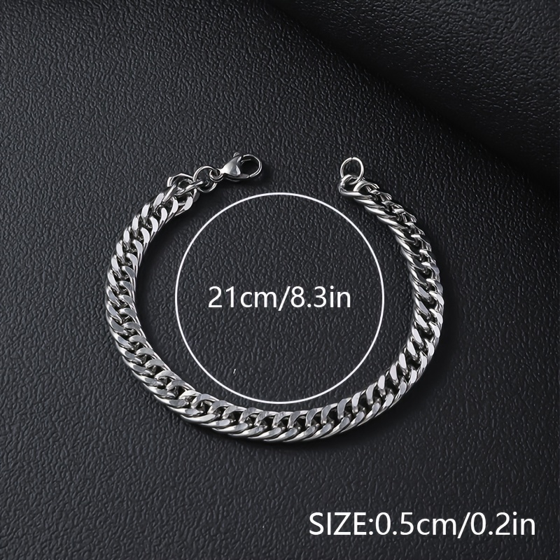 Pulseras Cubanas de Acero Inoxidable, 12 pzas Pulseras Cubanas de Acero Inoxidable Estilo Hip Hop, Perfectas para Uso Diario y Regalos