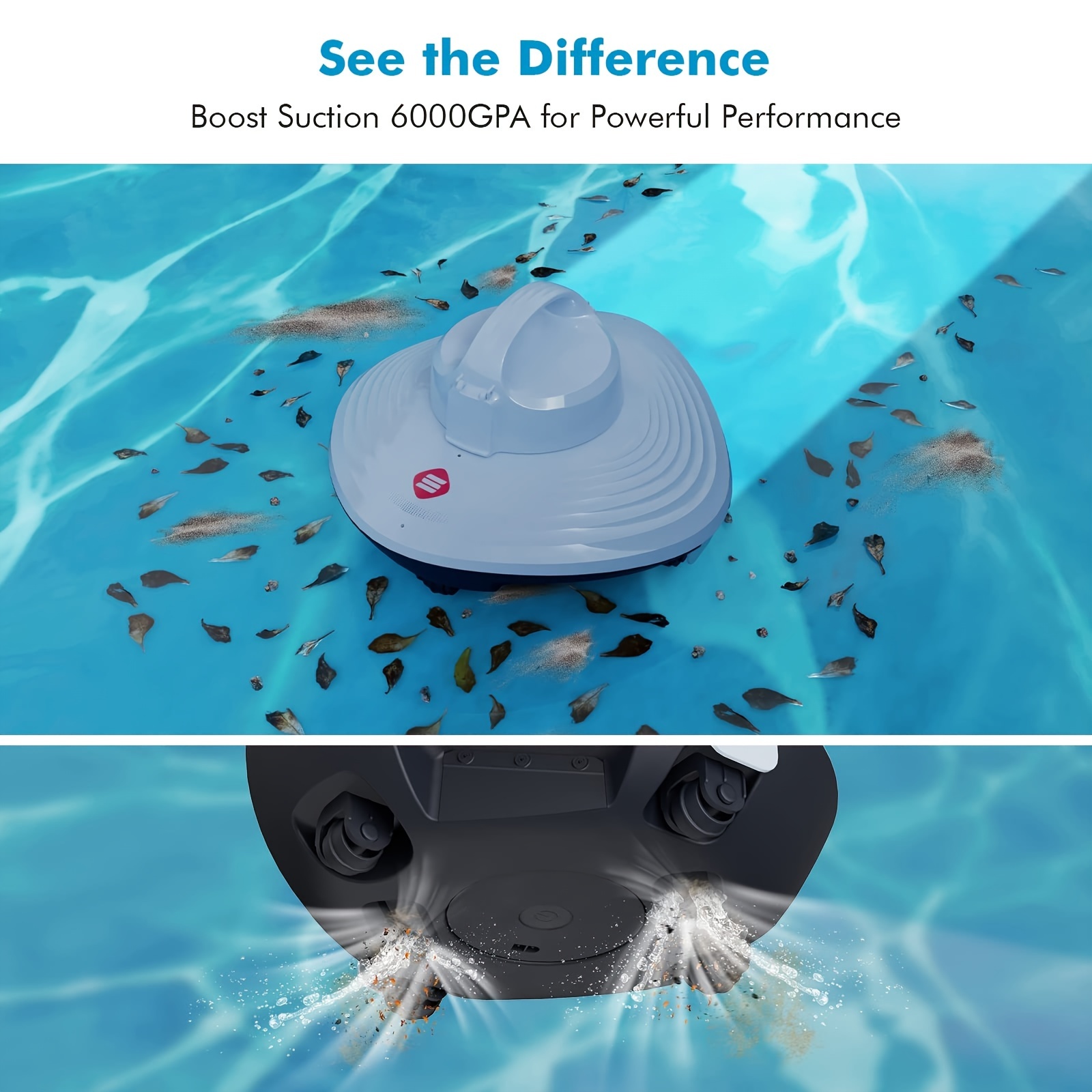 

Seauto Roker Plus Robotic Pool Vacuum Cleaner - Cordless Pool Cleaner For Above & In-ground Pools - Strong Suction, Self-docking Underwater Skimmer With Top Handle