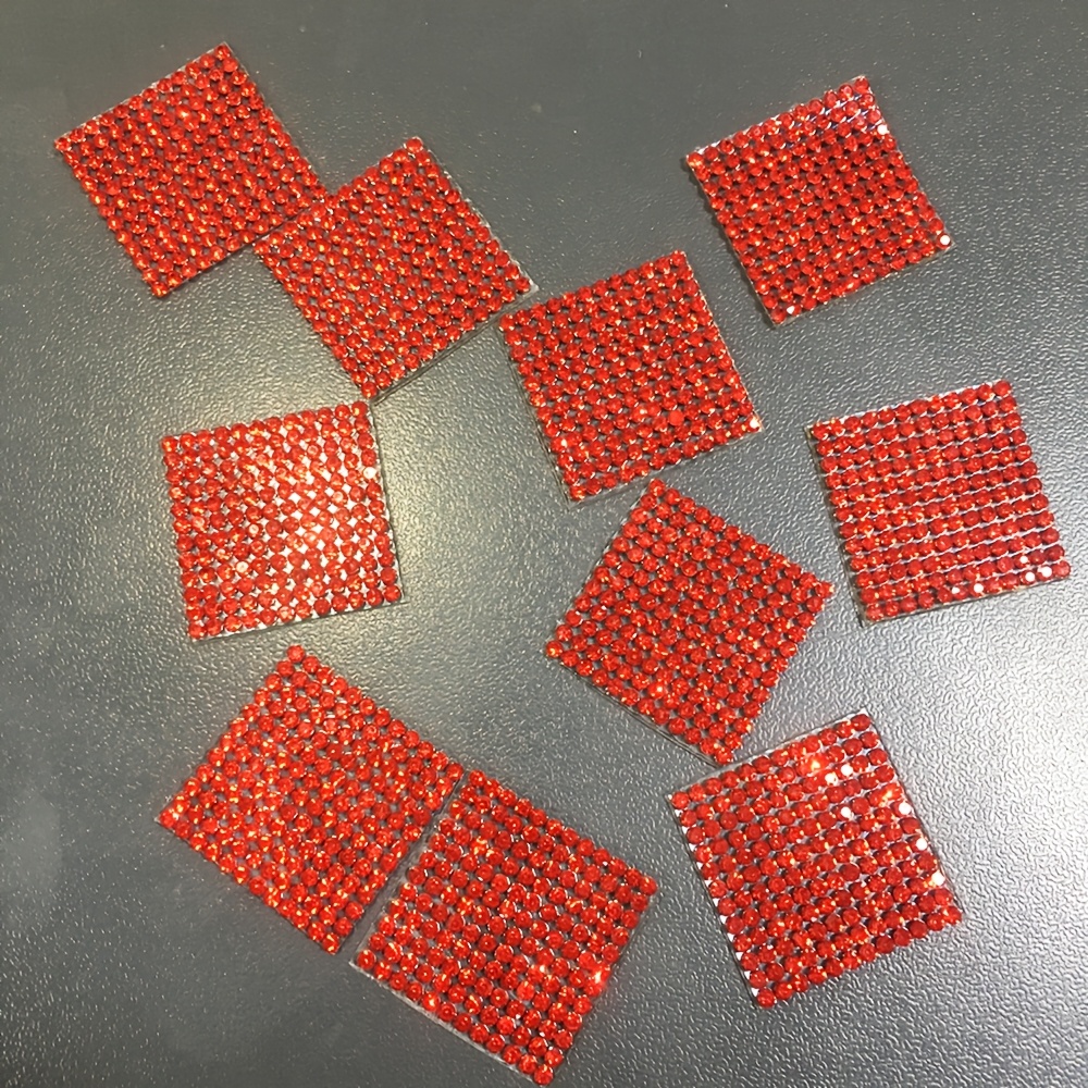10pcs Self-Adhesive Square Shape Rhinestone Decals for DIY