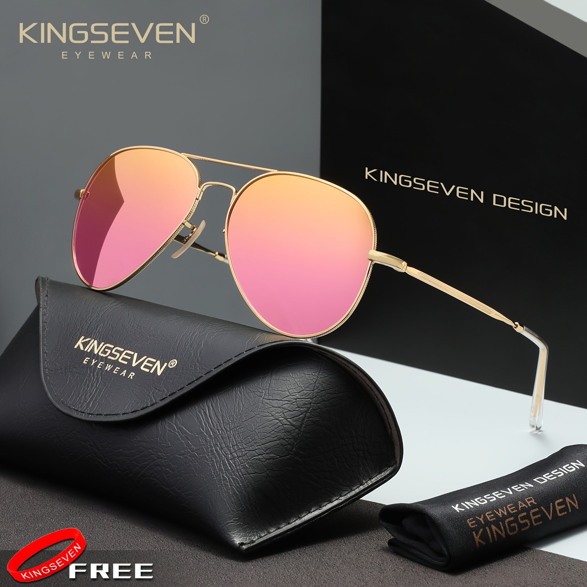Kingseven Polarized Pilot Driving For Men And Women, Stainless Steel With Tac Lens, Suitable For,, Photography Props, Ideal Gift From, With Box