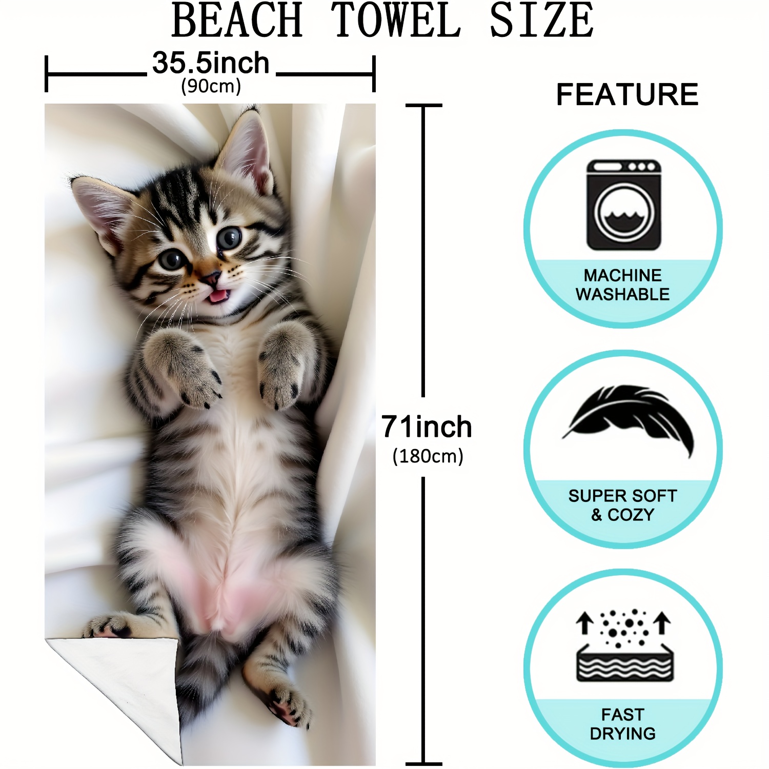 TEMU 1pc Microfiber Beach Towel, Valentine's Day, Summer Beach Towel, 2025, New Year , I Love You, 14th, Happy New Year, Spring, Easter, Microfiber