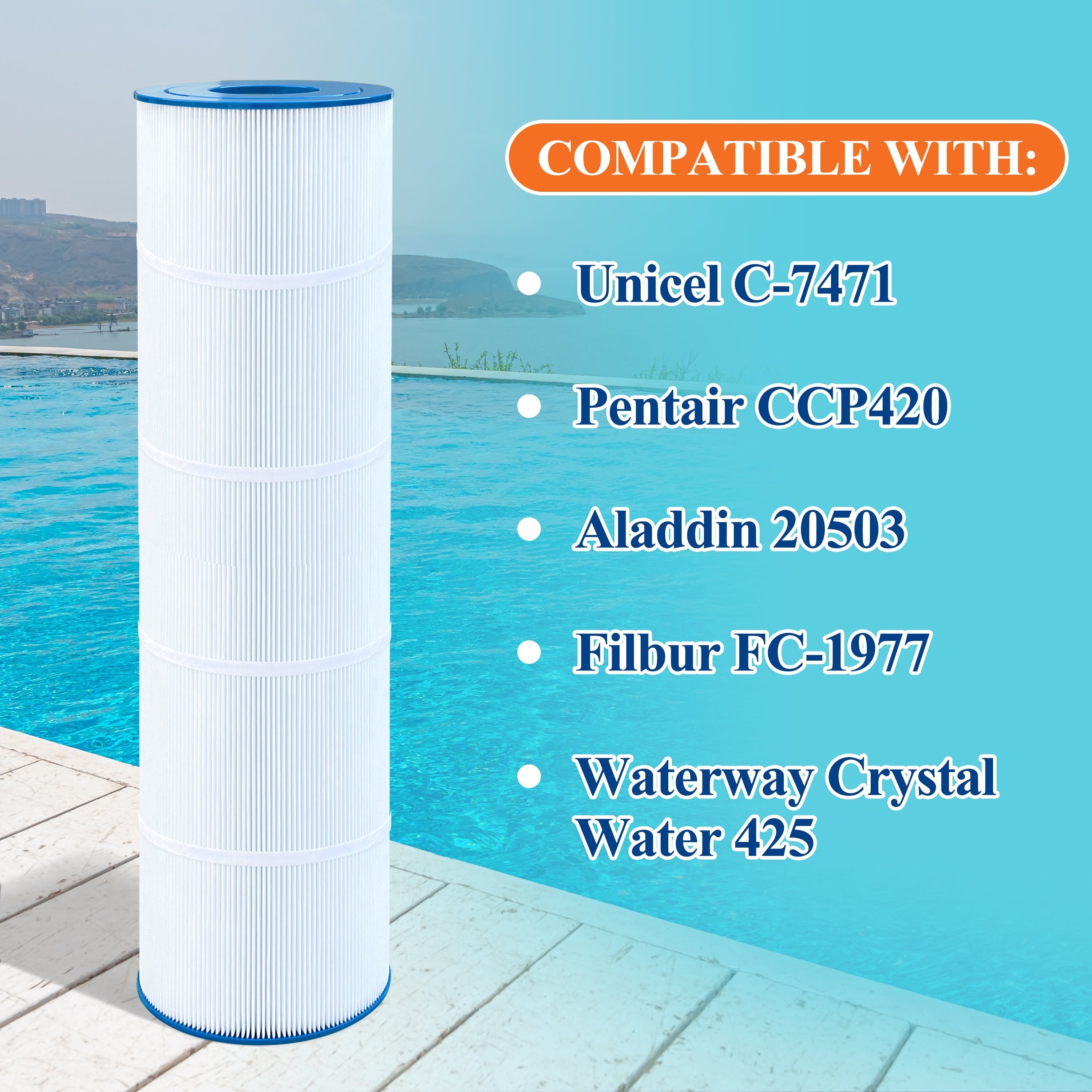 

4packs, 105sq.ft, Compatible With Ccp420, Pcc105-pak4, Unicel C-7471, Fc-1977, R173576 Pool Filter Cartridge