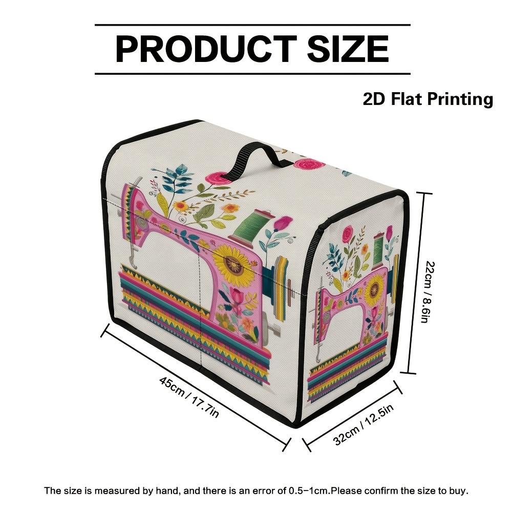 TEMU Copertura per macchina da cucire multicolore da 1 pezzo con borsa portaoggetti - Custodia colorata adatta per macchine da cucire, copertura per