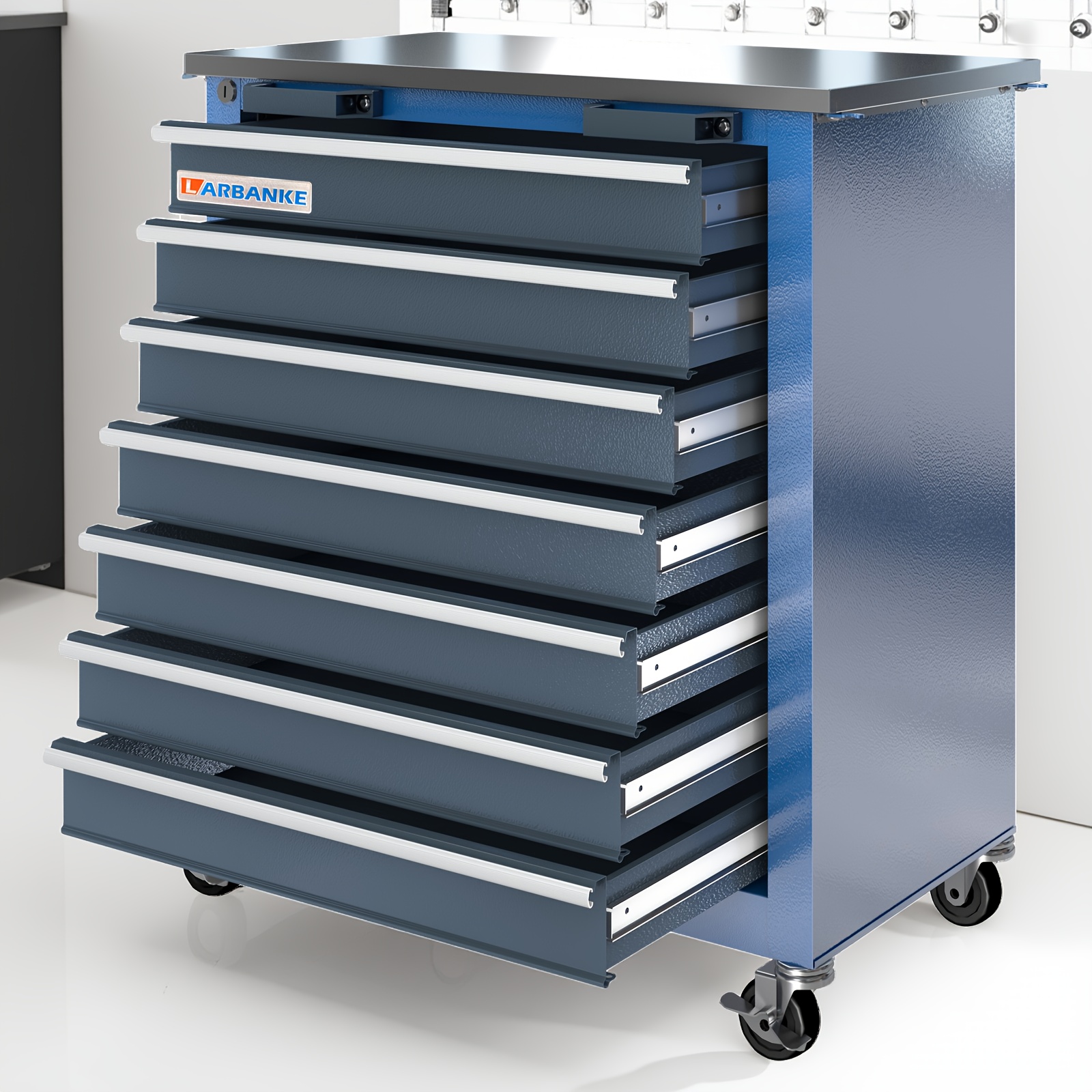 Combination Tool Cabinet, Types Of Tool Cabinets With Connecting , Large Rolling Tool Chest With Wheels, Easy To Store, Blue