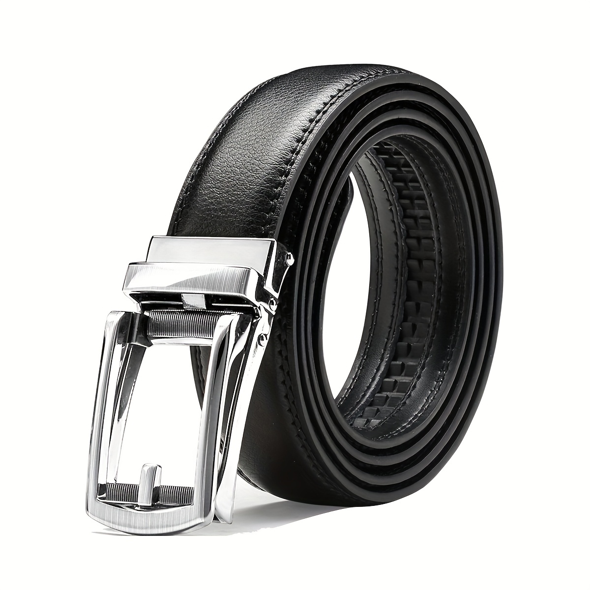 Men's Leather Business Belt Automatic Buckle Two layer Cowhide