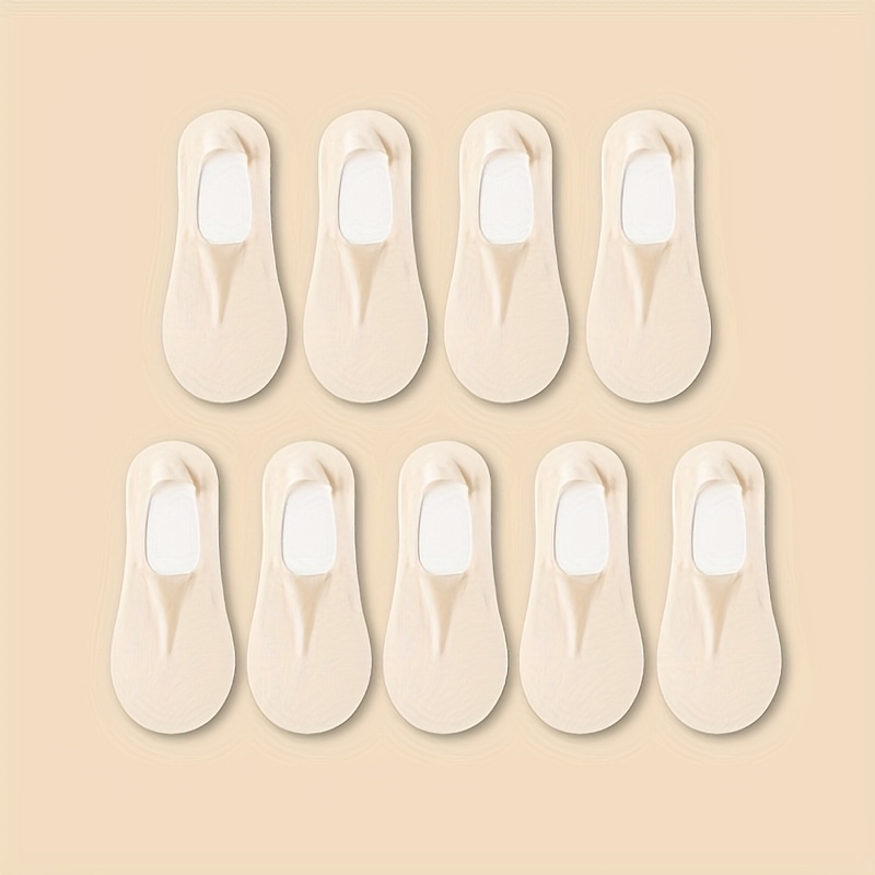 9-pair Summer Thin Boat Socks For Women, Solid Color, Low-cut, Anti-slip, Non-slip Heel