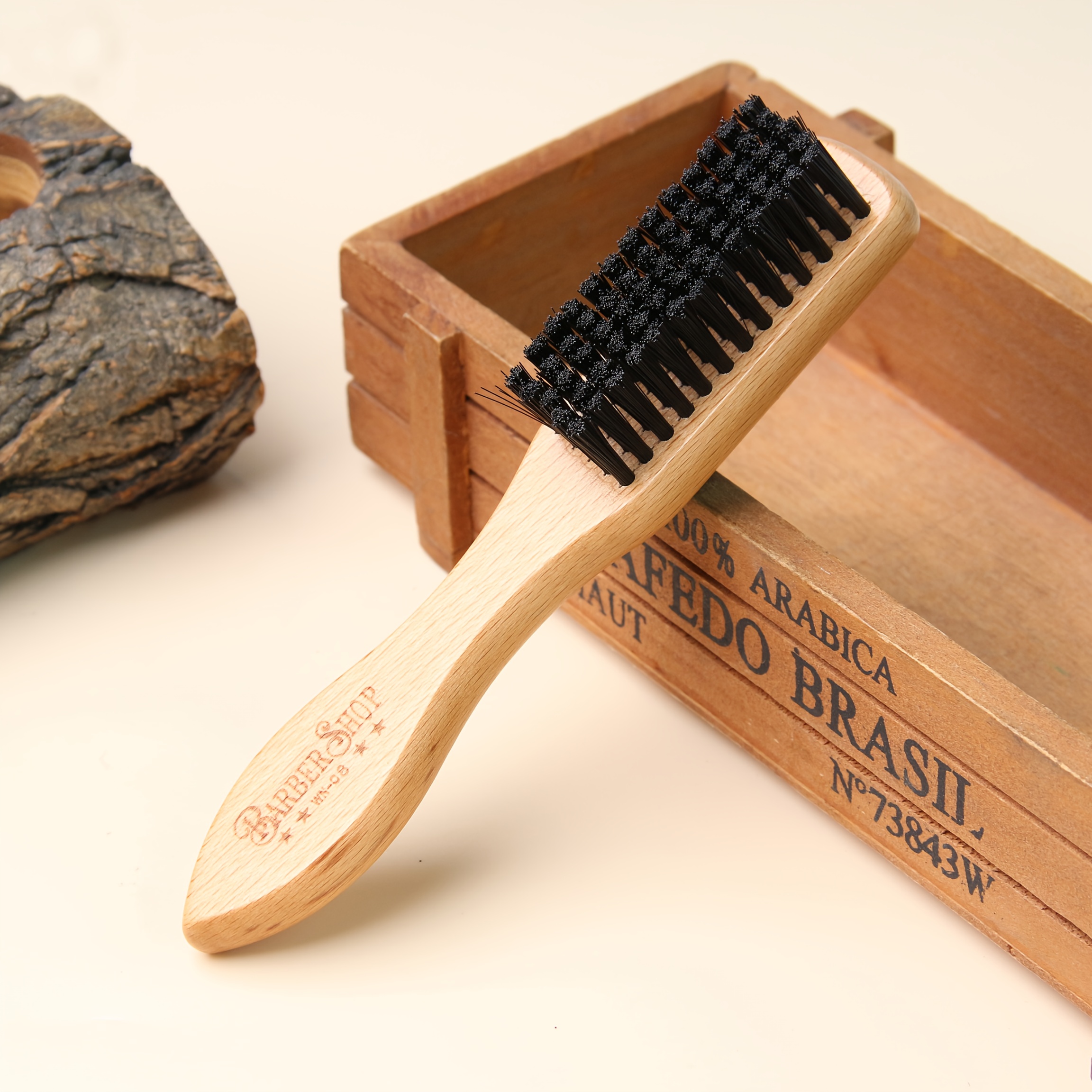 Image of Wildschweinmann Men's Beard Brush, Beard Brush, Edging Hairstyle Brush Closes The Hair's Cuticles, Making Hair Smoother, Shinier, Less Prone To Tangling, And Oily Scalp