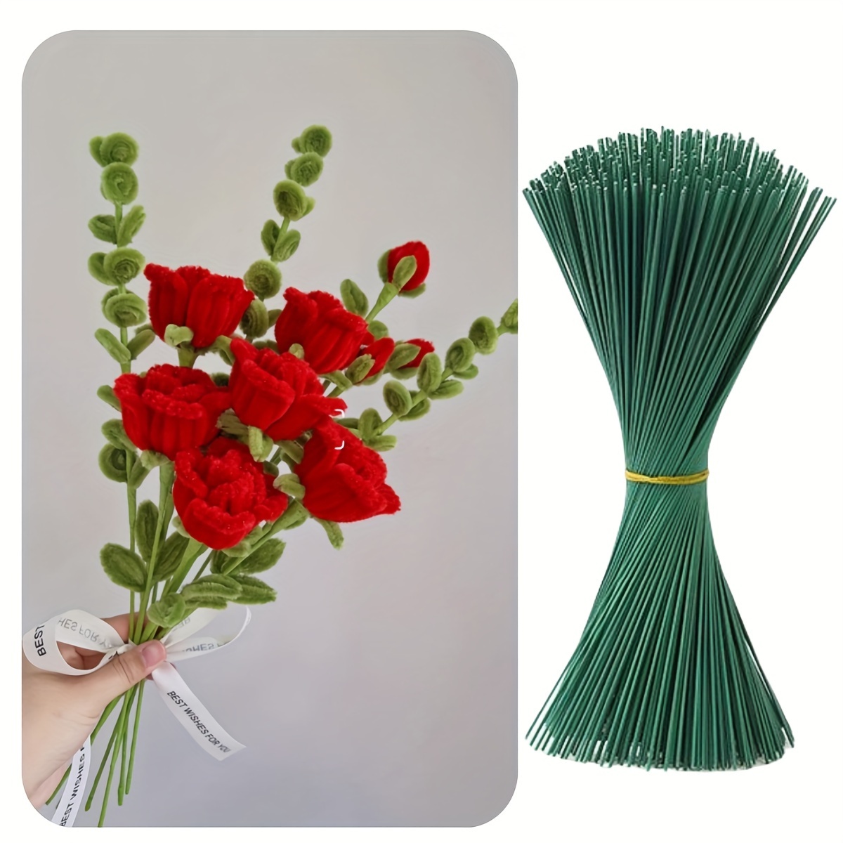 

151pcs Stem Wire, 30cm/11.8inch, Coated Floral Wire For Diy Crafts, Waterproof Iron Plant Stems For Flower Arrangements, Simulation Plant Crafting Accessories