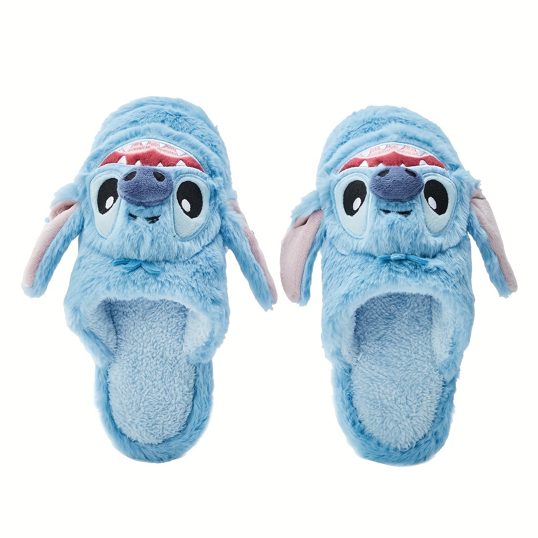 

Miniso Plush Winter Slippers For Women - Cartoon Design With Soft Fabric And Pvc Sole, Hand Washable Indoor House Shoes, House Slippers