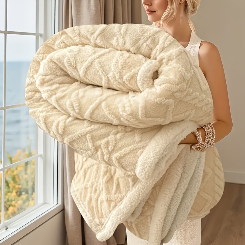 Luxury Milk Flannel Blanket - Double-layer Thermal Bedspread Suitable For , Super Soft Bedspread With Retro Bedspread Suitable For Small & Beds, Skin-friendly , Machine Washable Gift For And