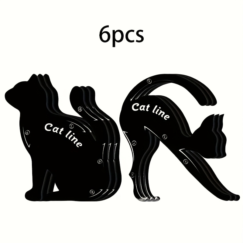 TEMU 6pcs Black Cat-ear Makeup Molds, For Eyeliners And Eyeshadows, Reusable