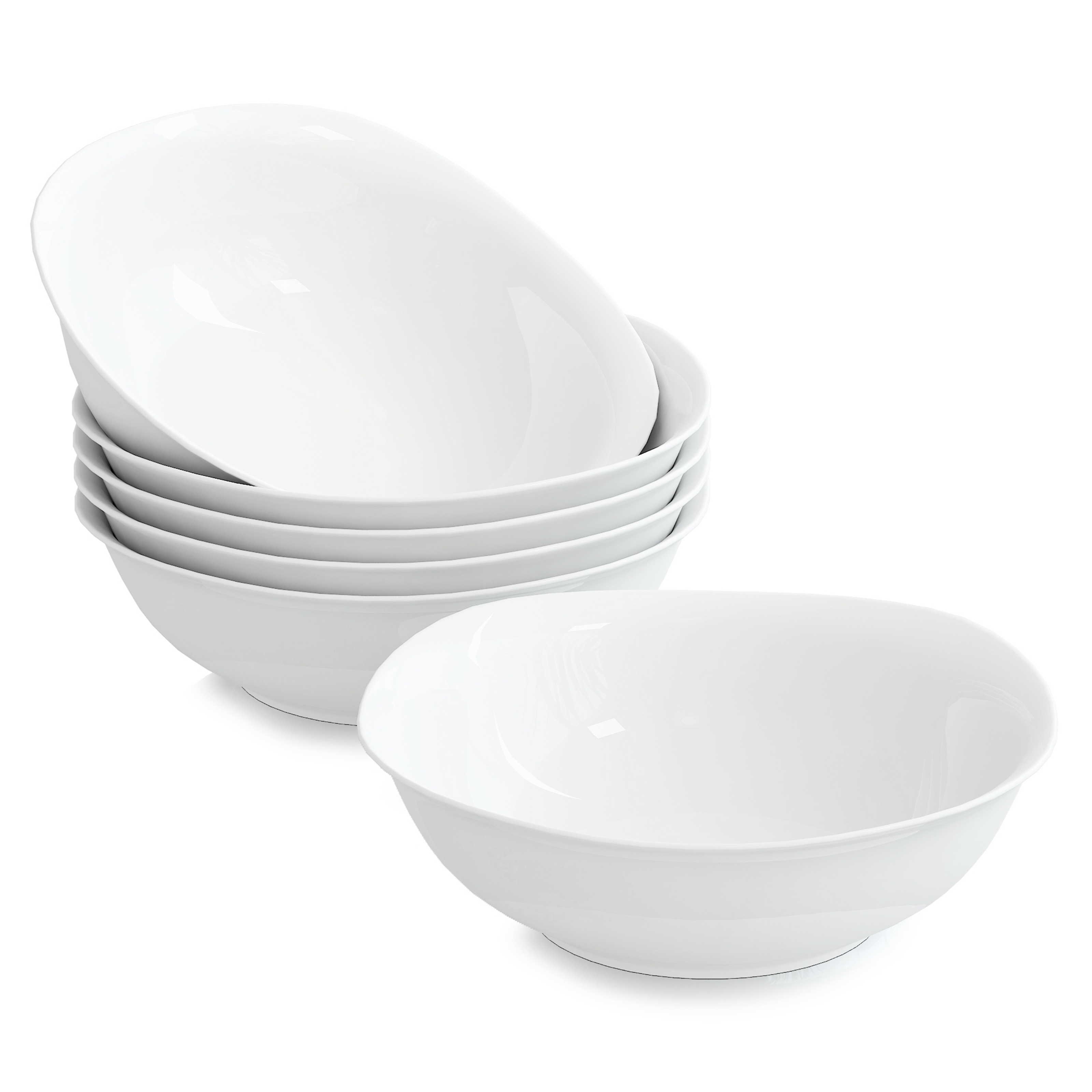 

Bowls Set Of 6, 560ml 6.6" Salad Bowl Soup Bowl Cereal Bowl Noodle Bowl Dessert Bowls Porcelain Rice Bowl White Bowls Small Breakfast Bowls