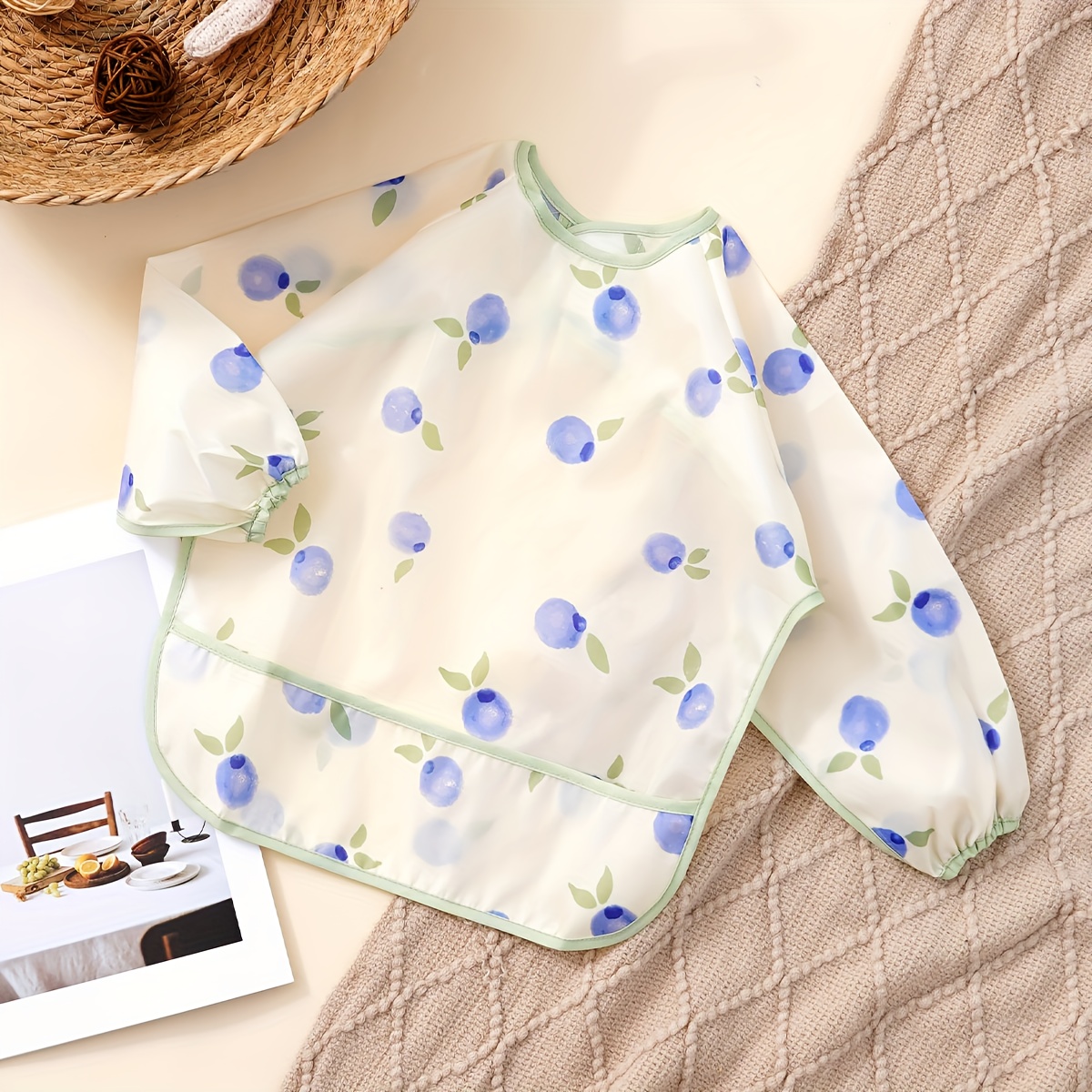 1pc & Heart Long Sleeve Bib With Tape Closure - Soft Feeding Smock, Easy-clean Bib For,, - Multicolor (0-24 Months)