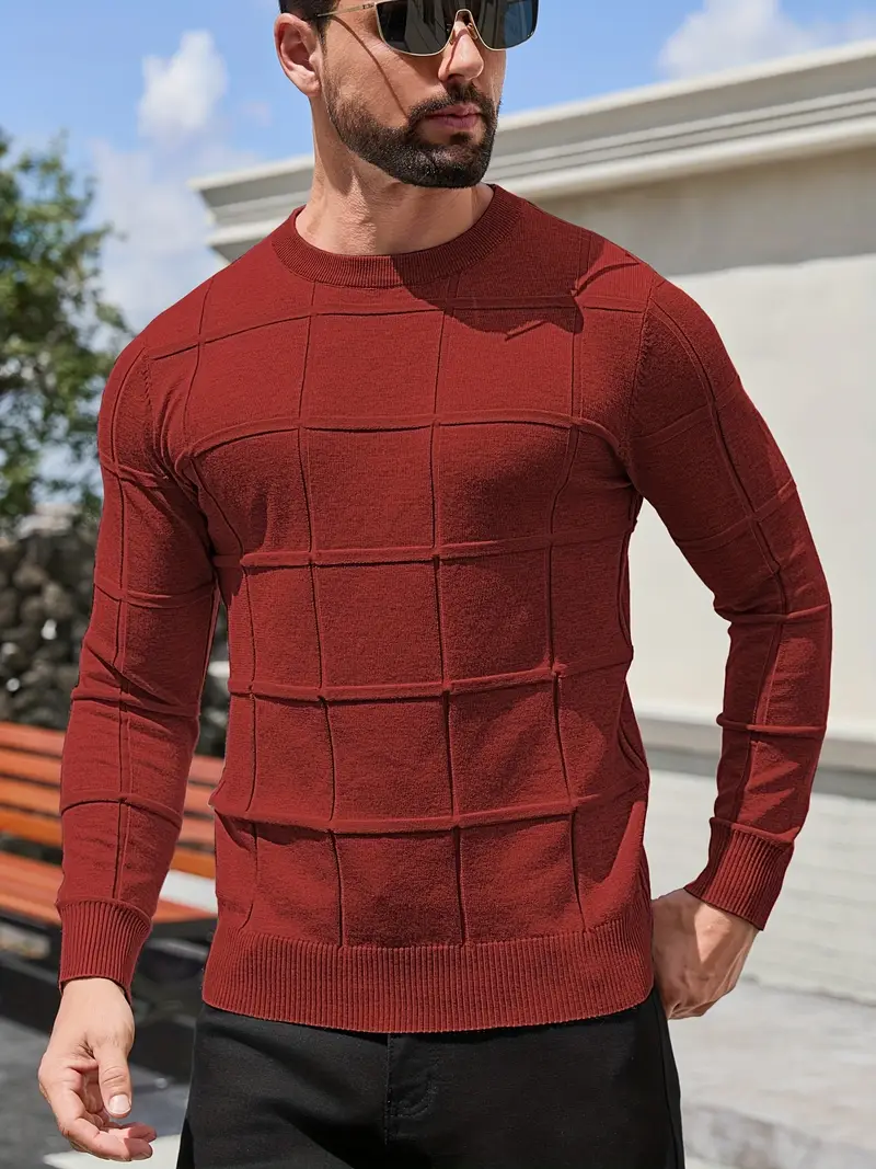 mens heavyweight 100 polyester sweater solid grey round neck long sleeve pullover with h shape silhouette ribbed neckline machine washable casual formal wear durable everyday layering essential Product details 14