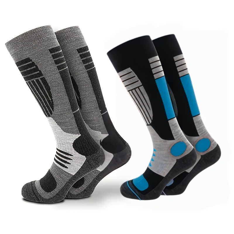 2 Pairs of Warm Elastic Skiing Socks, Unisex Fit