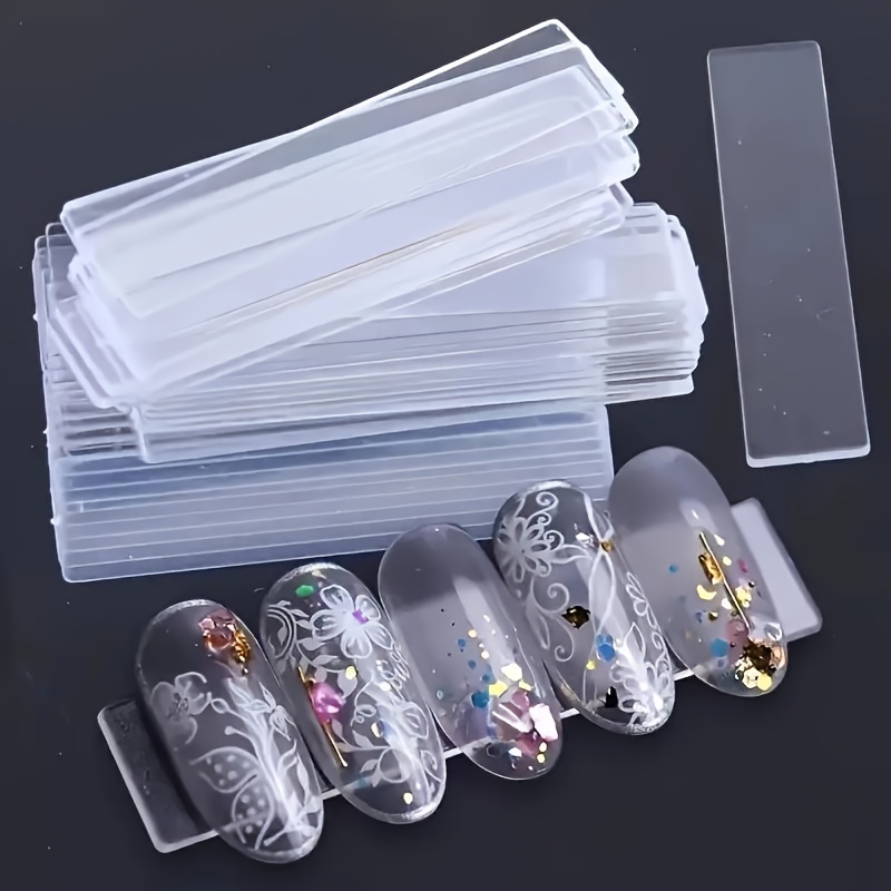 

48pcs Of Nail Piece Display Strip False Nail Tip Nail Art Display Frame Transparent Practice Acrylic Gel Polishing Bracket Strip Nail Enhancement Display Tool