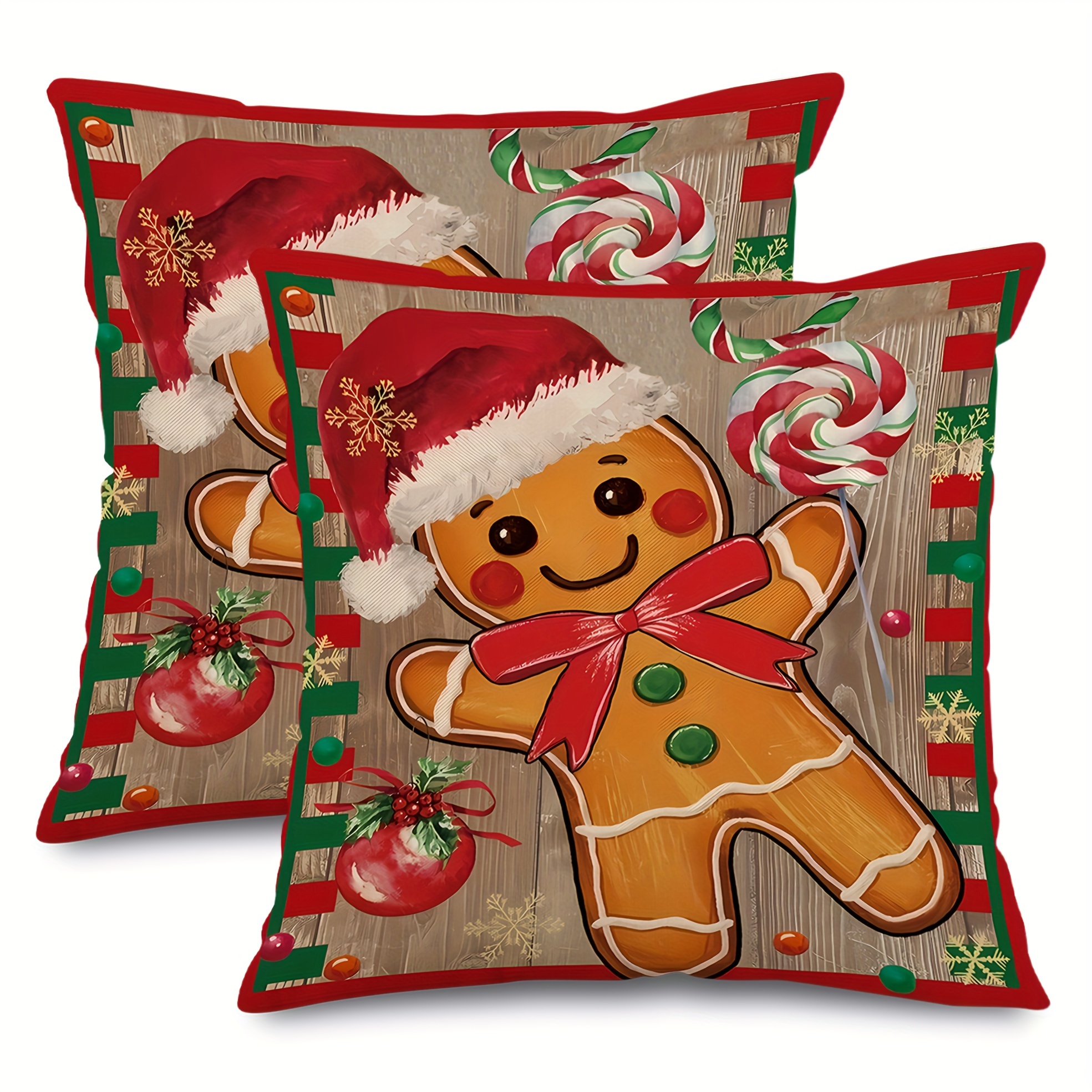 

2pcs Christmas Pillowcase Set - & , , Zip - For & Decor, 16x16/18x18/ Pillows ( )