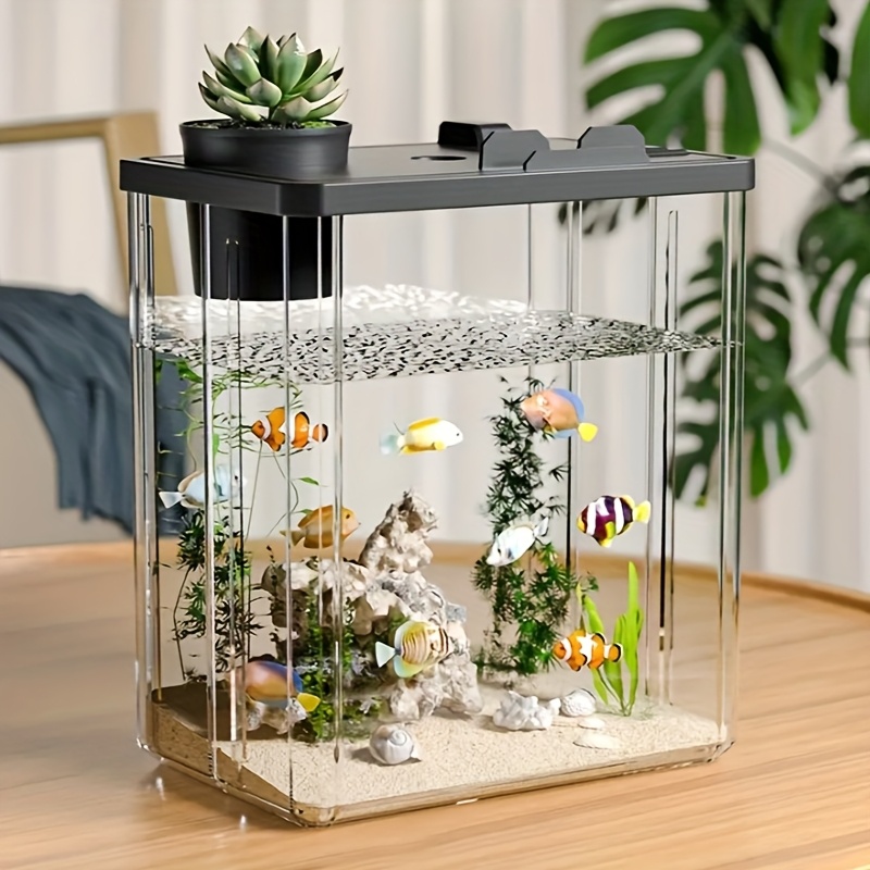 

1 Rectangular High- Aquarium With Phone Stand - Ideal For Hydroponic Plants & , Home Office, Living Room, Study Decor - No Electricity Required, Glass , Desktop Decor