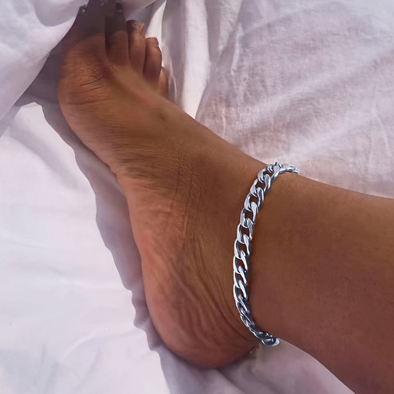 

Adjustable Stainless Steel Anklet For Men - Rust-proof, Simple & Elegant Design For Beach Parties And Casual Wear