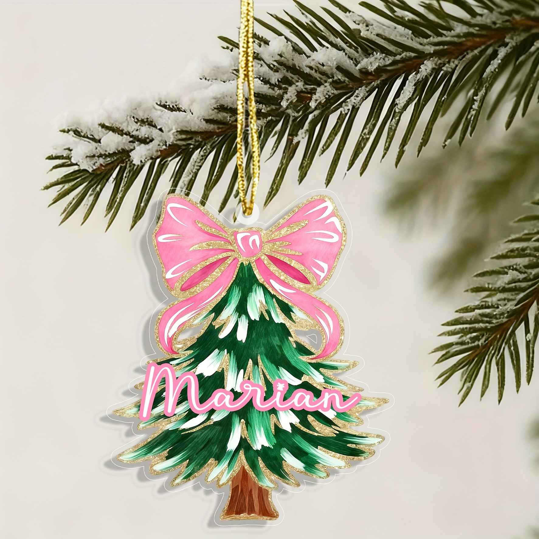 TEMU 2d Flat - A Personalized 2d Acrylic Christmas Ornament, A Romantic And Warm Decoration For The Christmas Tree, In Multiple Colors And Styles.