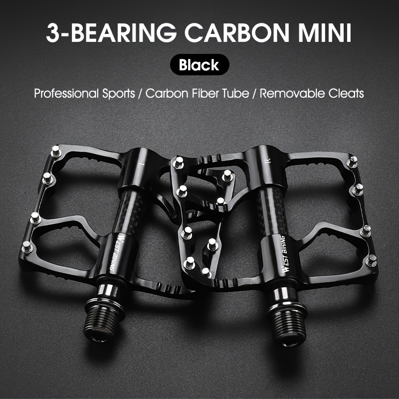 West Biking Carbon Fiber Bike Pedal Ultralight Road Bike Pedal 3 Bearing Carbon Tube Pedals Aluminum Alloy Anti-slip Flat Platform Universal 9/16" Thread Durable Mtb Road Bicycle Cycling Additions
