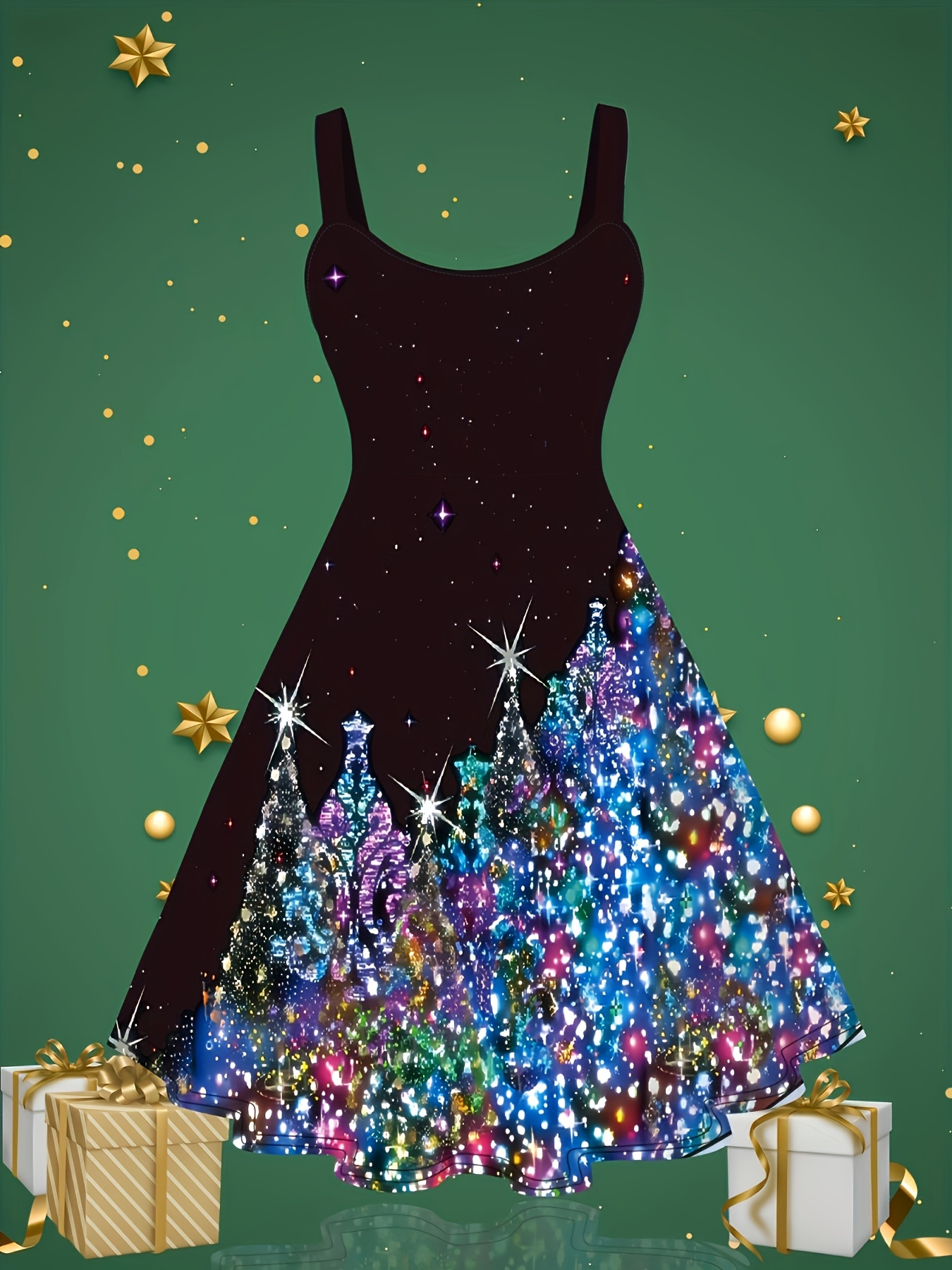 sachin and babi light blue dress Tinsel Tree Christmas Sweater Dress: Women's Christmas Outfits main image 0