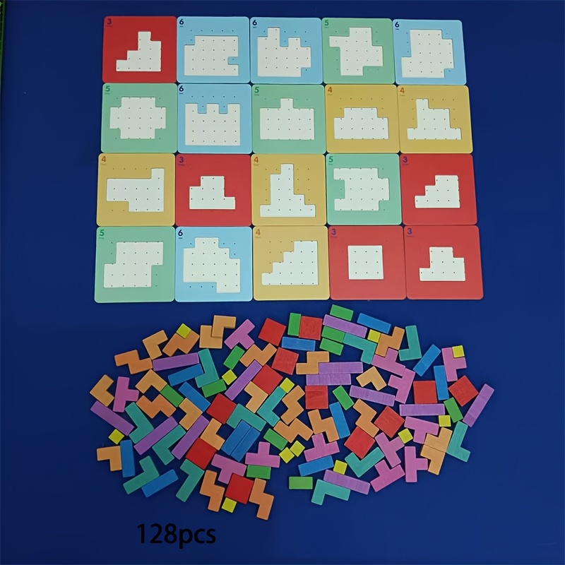 Image of [stem Puzzle Blocks] Educational Stem Gift - Puzzle Blocks | Natural Wood Brain Teaser Game For Kids Ages 3+ With 12 Color-coded Challenges | Awareness & Problem- Toy For Birthdays, Christmas