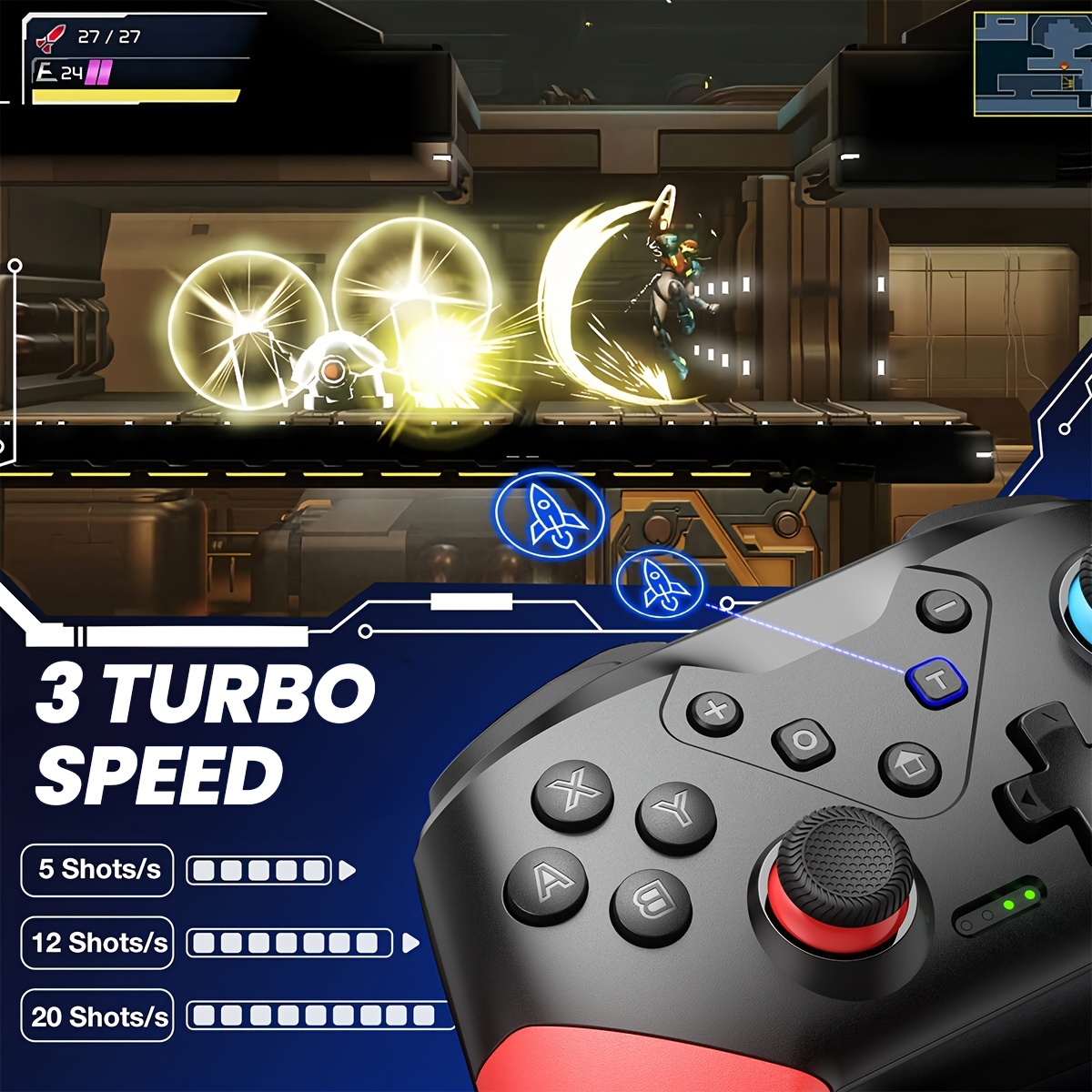6 axis wireless gaming controller vibration