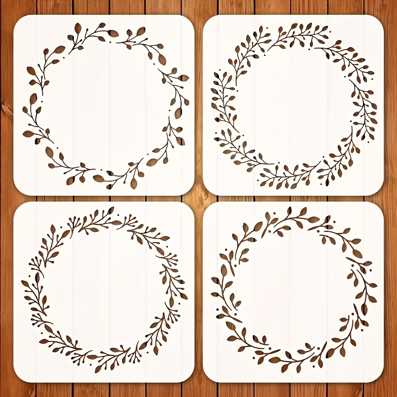 E-shop Set mit 4 wiederverwendbaren Schablonen, Größe 5,9 x 5,9 Zoll, mit anspruchsvollen Blumen- und Blattmotiven, geeignet für verschiedene Projekte,