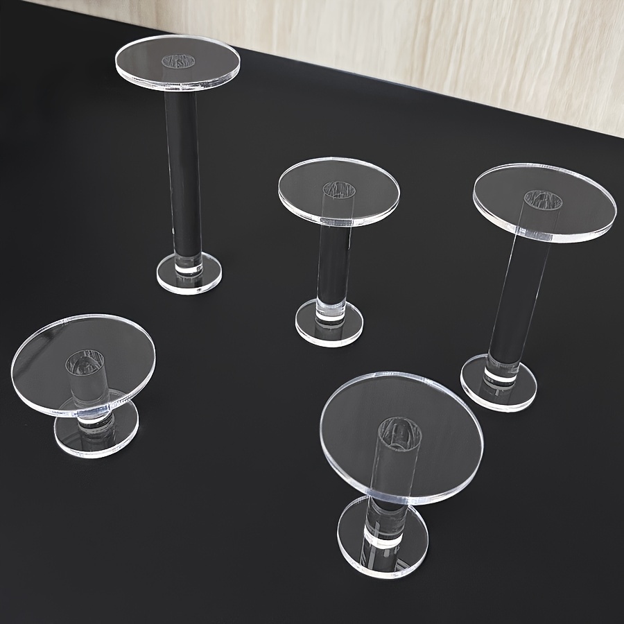 Image of 5pcs Set Of Round Display Stands, Transparent Figure Clay Doll Display Stand, Cosmetics, Perfume, Small Items, Acrylic Jewelry Watch Stand