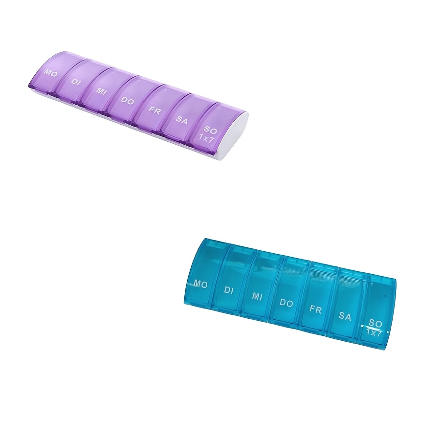 2pcs Portable 7-day Pill Organizer Weekly Medicine Box Travel Reminder Medicine Case Small Item Storage Box