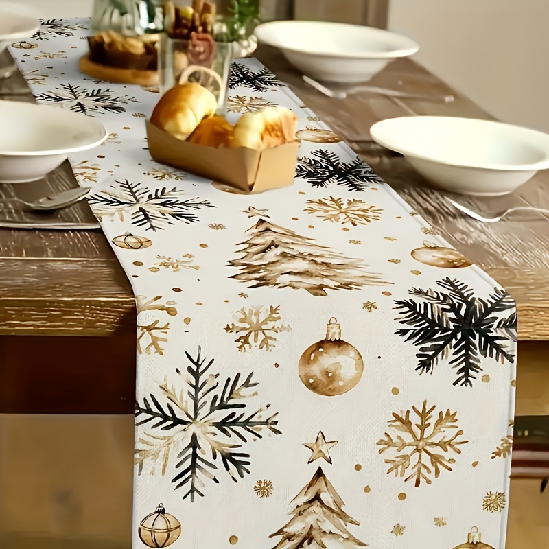 

Christmas Tablecloth - Rectangular Polyester Christmas Tree, Ornaments & - For Dining Decor,