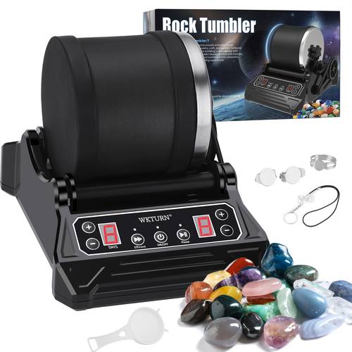 1 set of rock polishing machine rock polishing machine suitable for children and adults including belt 1 bag of rough stones 4 polishing rough grinding fine grinding polishing fine polishing rock grinding kit