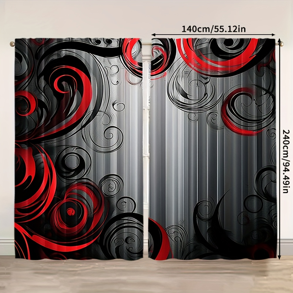 TEMU 2pcs Cortinas de Diseño Contemporáneo Negro y en - 100% Poliéster, Filtradoras de Luz, Lavables a Máquina para Dormitorio, Cocina, Oficina,