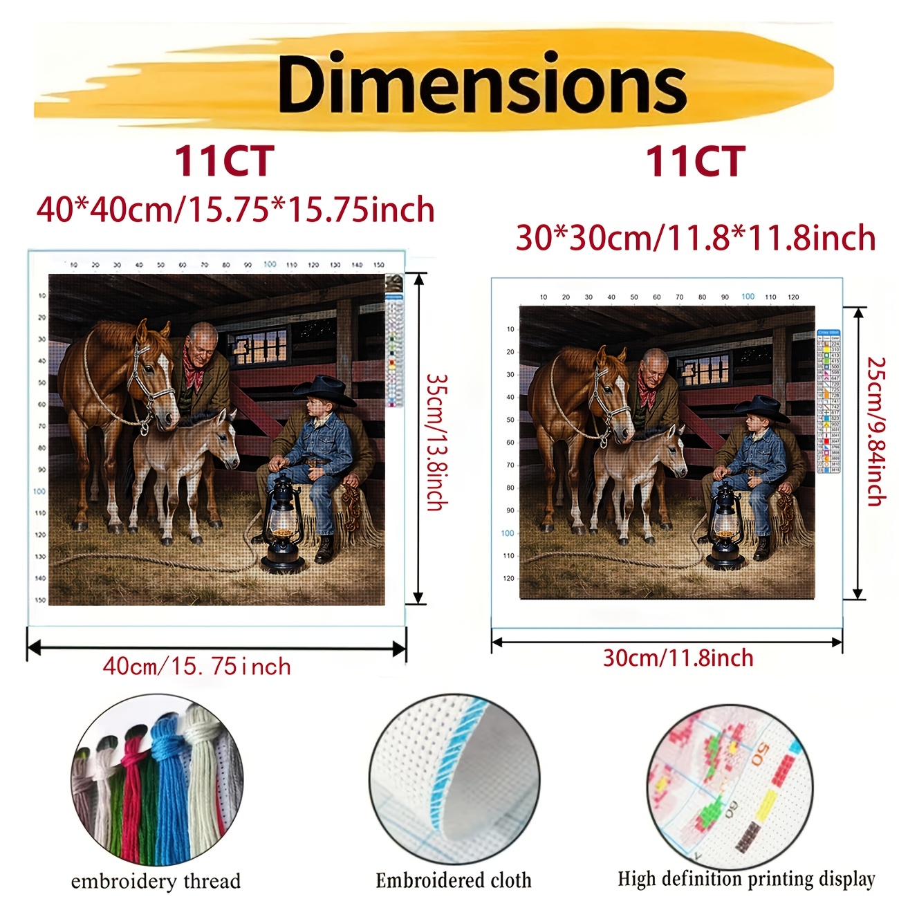 DIY Cross-Stitch Printed Kit with Elderly Man and Foal Design