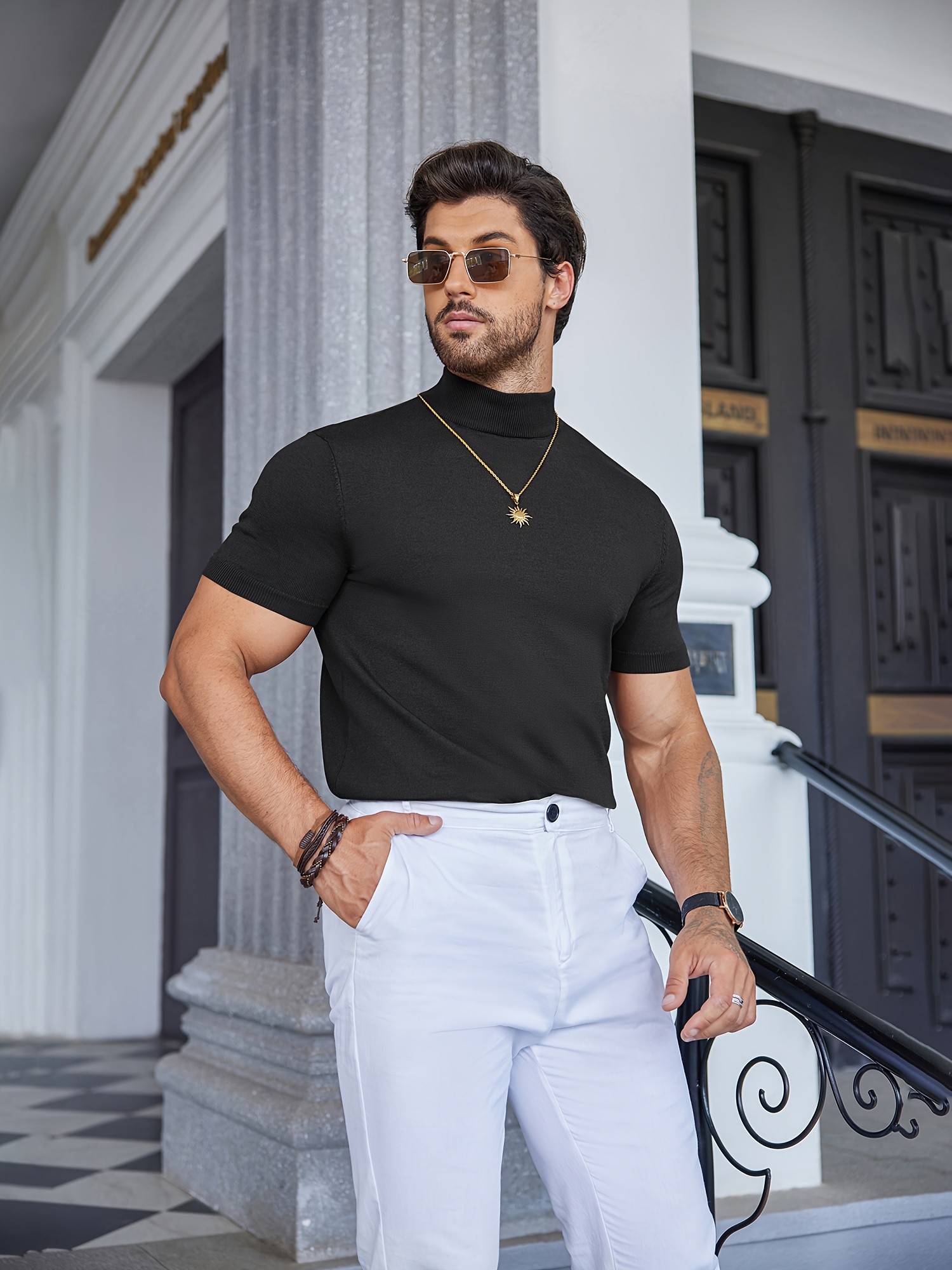 Black Turtleneck Outfit All Black Casual Outfit Mens Mens Mock