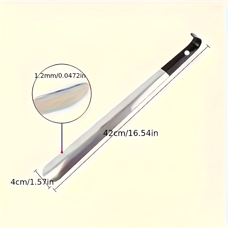 TEMU 1pc Extra Long 16.5 Inch Heavy-duty Stainless Steel Shoe Horn With Non-slip Grip Handle - Extra Long Design For Elderly, Disabled,