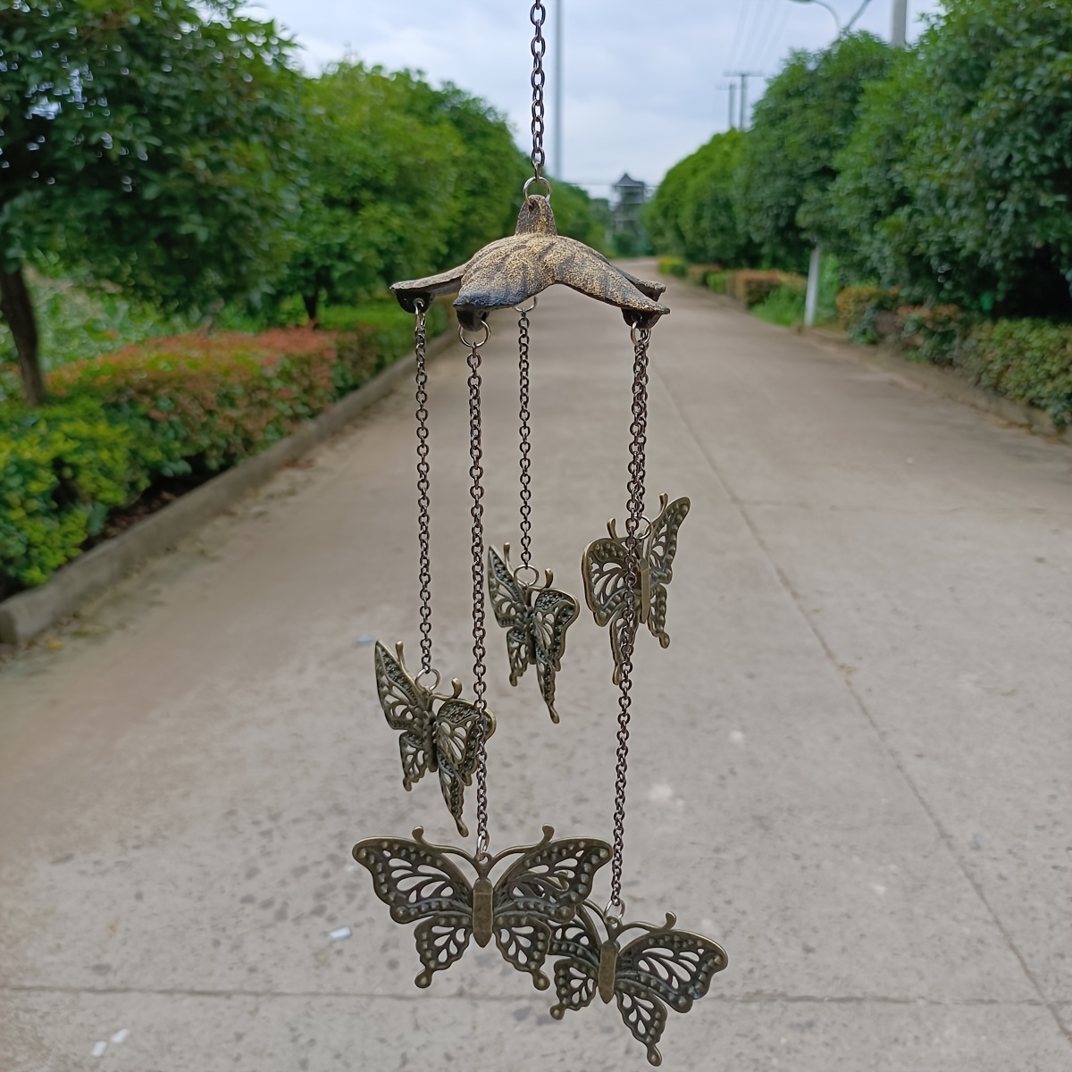 Image of Wrought Iron Wind Chime Pendant, Courtyard Decoration, Balcony Garden Door Hanging Ornament, Outdoor Vintage Hanging Decor