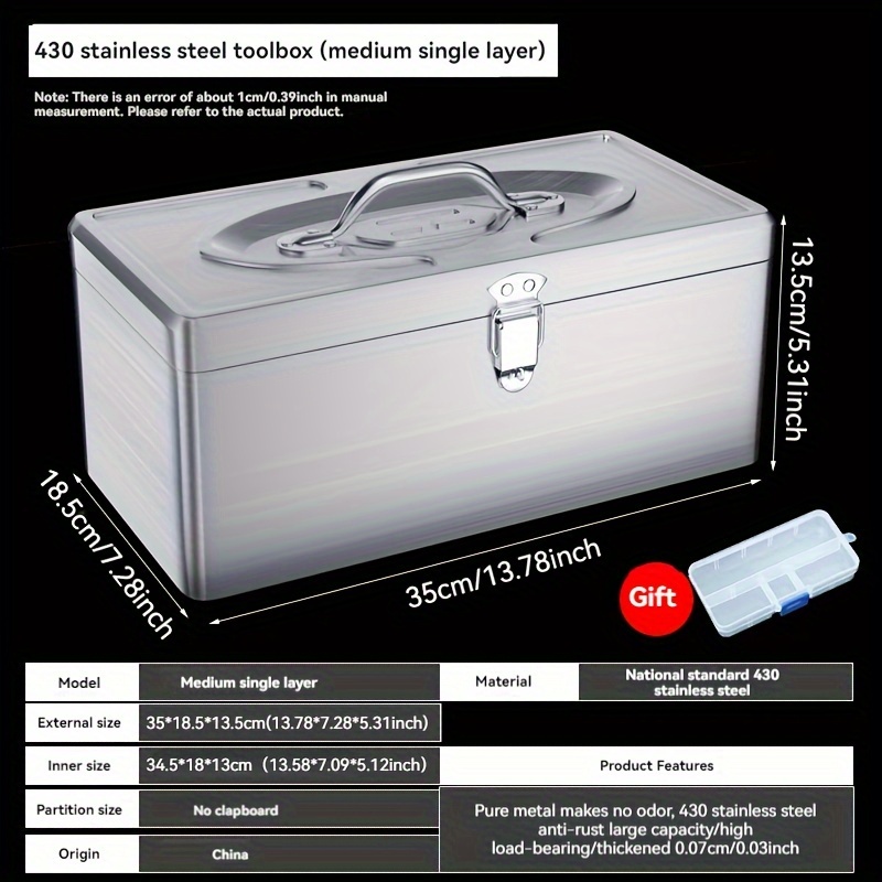 waterproof stainless steel tool box extra thick large capacity portable multi   organizer with secure locks
