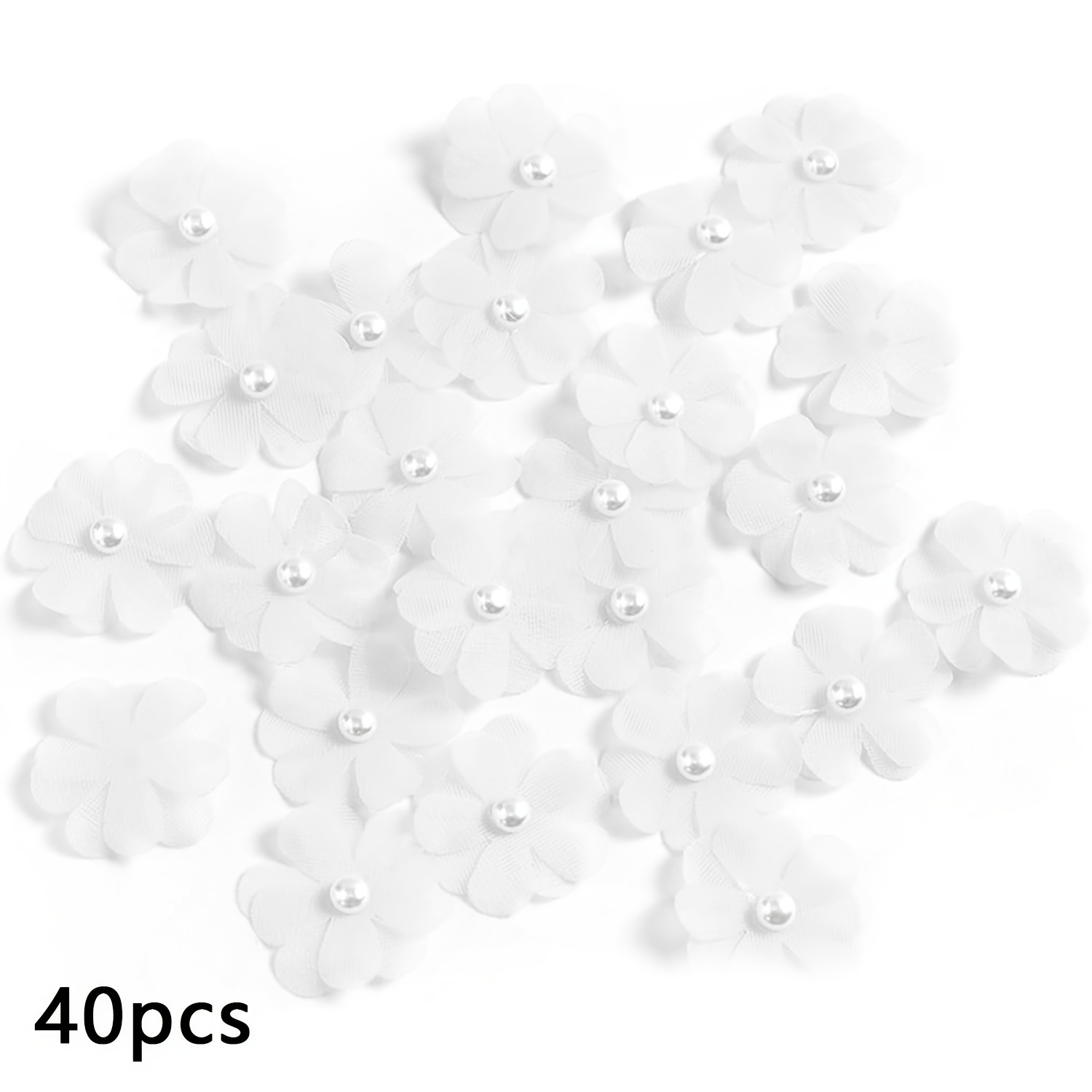 TEMU 20/40 stuks 1.18 inch Parel Chiffon Bloemen Bulk Kunstbloemen Hoofden Versieringen voor DIY Knutselen, Naaien van Kleding, Trouwjurk,